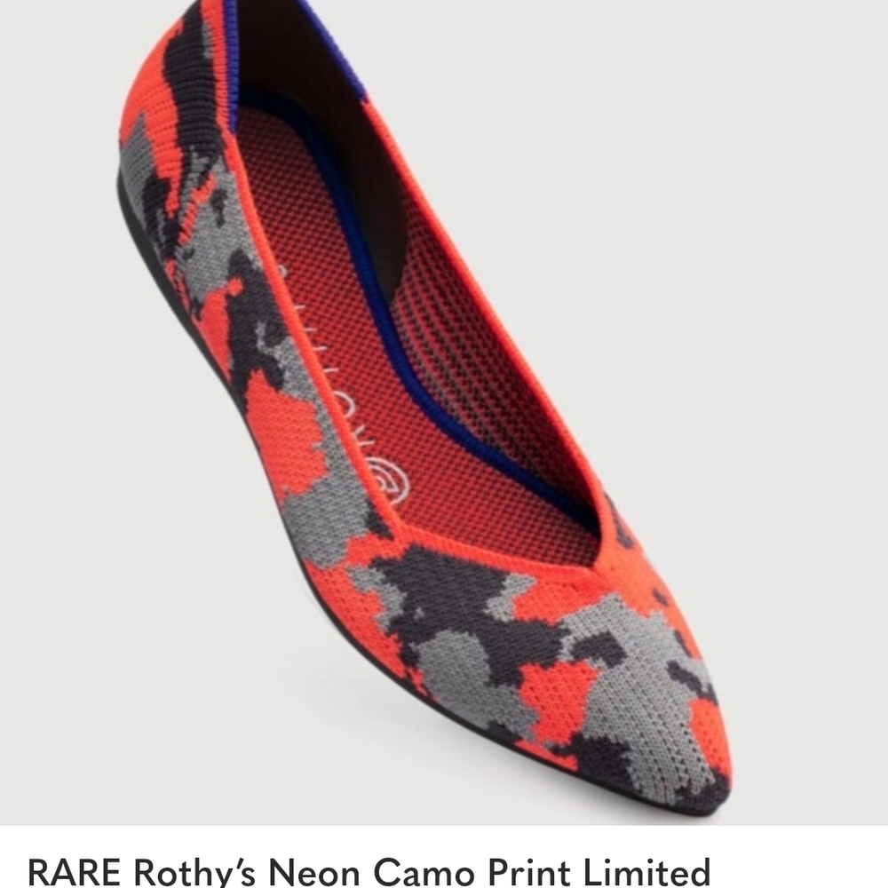 Rothy's Orange and Black Flats with Bold Design